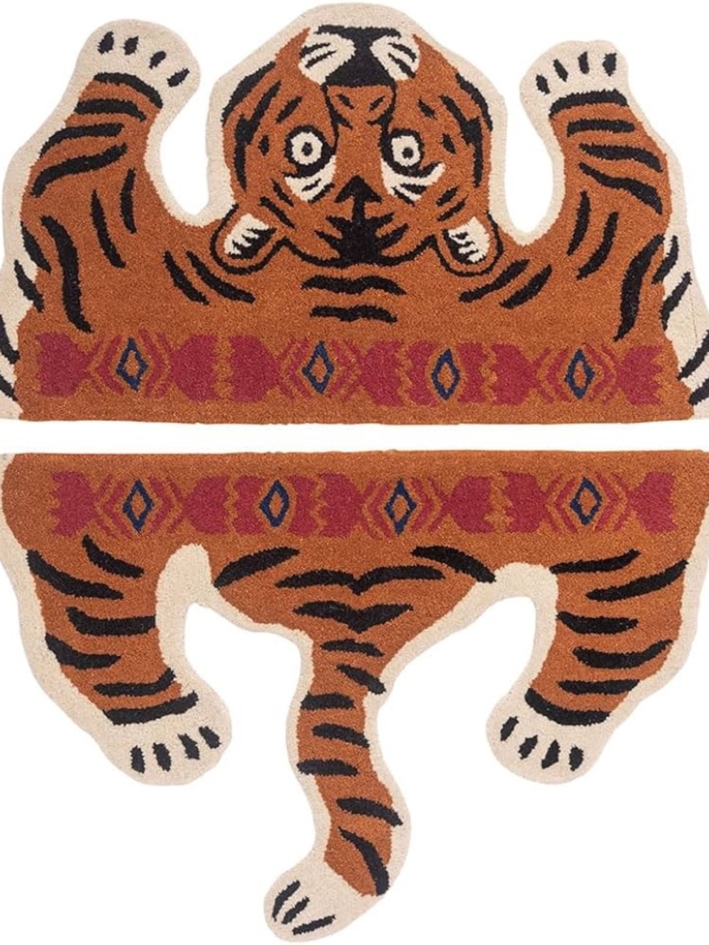 Azumaya Accent Rag Tiger FOX Fox-Shaped Rug 60x90cm Hand-Tufted Wool FAB-011B
